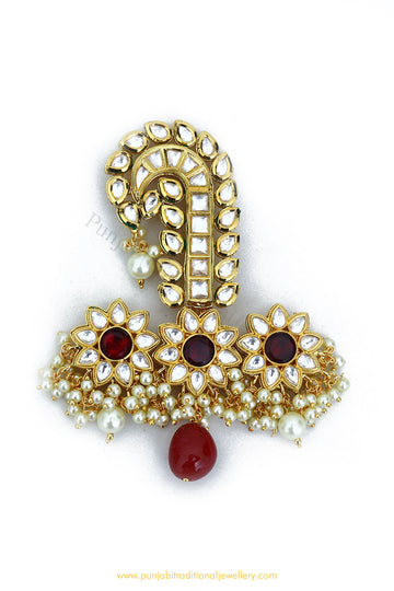 Gold Finished Ruby Kundan Kalgi | Punjabi Traditional Jewellery Exclusive